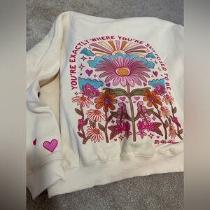 Malibu Skyye Embroidered Floral Graphic Sweatshirt with Heart Detail